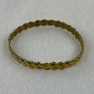 Vintage Braided Rope Bangle 925 Sterling Silver Gold Tone Bracelet Estate Find